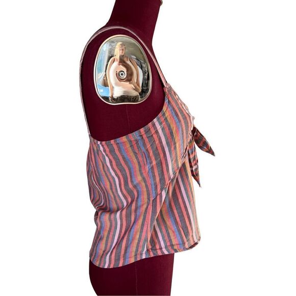 Madewell Tie-Front Cami Top Rainbow Stripe size 6 - Picture 7 of 10